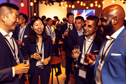Photo of a diverse group of people networking at an industry event